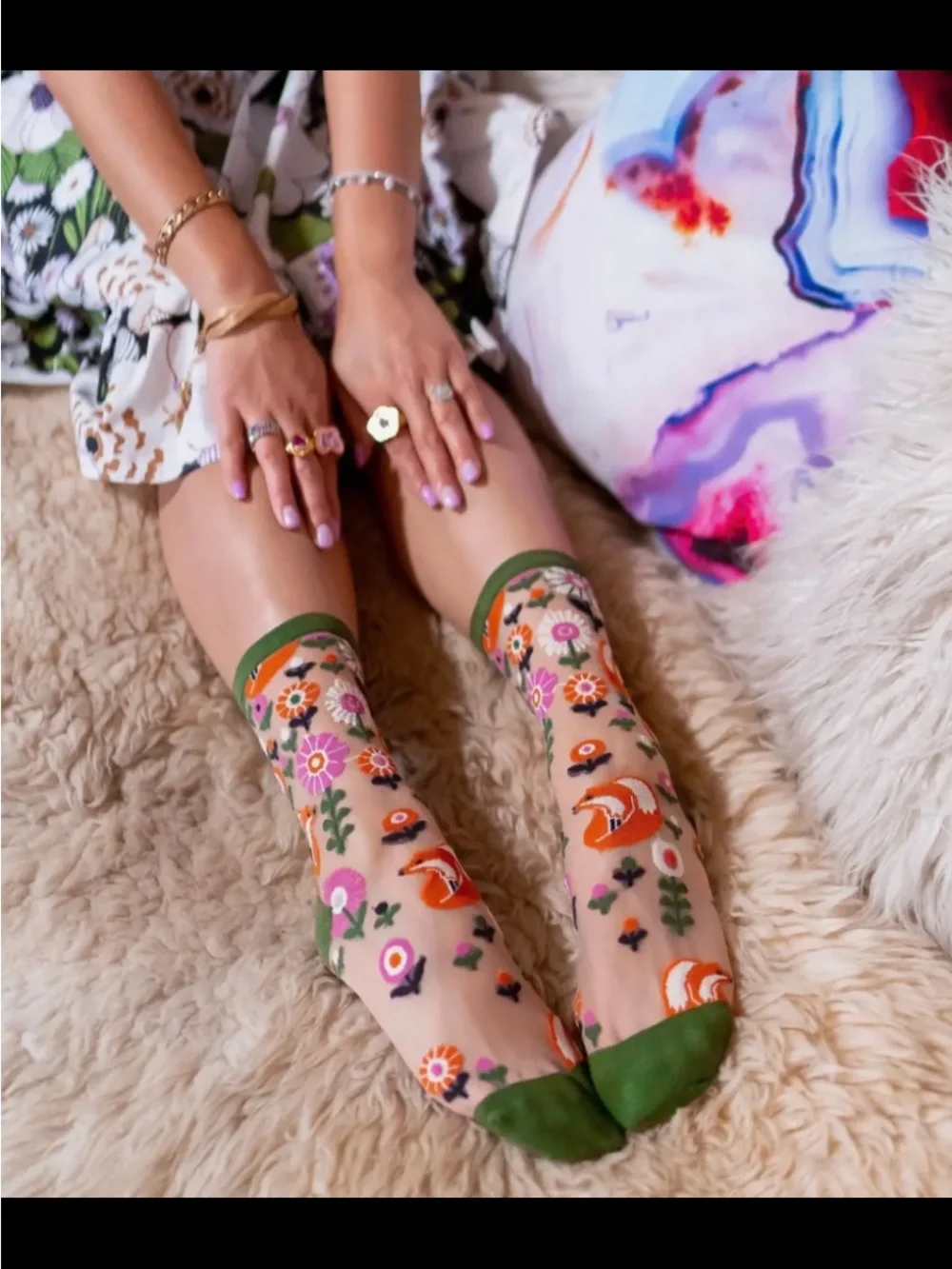 Sock Candy Feeling Foxy Sheer Crew Sock.